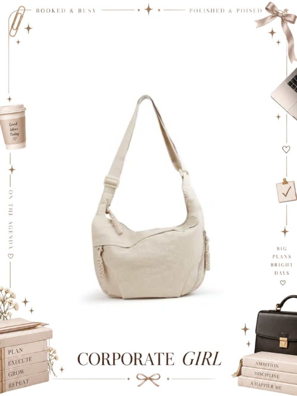 Nylon Crescent Crossbody Bag Adjustable Strap Sling Dumpling Purse Women
